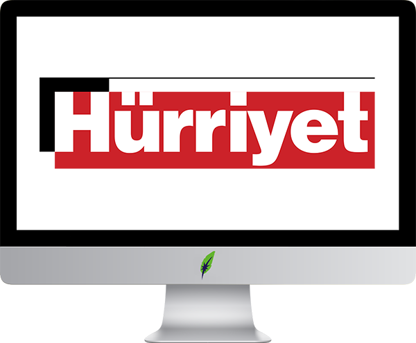 Afbeelding computerscherm met logo Hürriyet in kleur op transparante achtergrond - 600 * 496 pixels